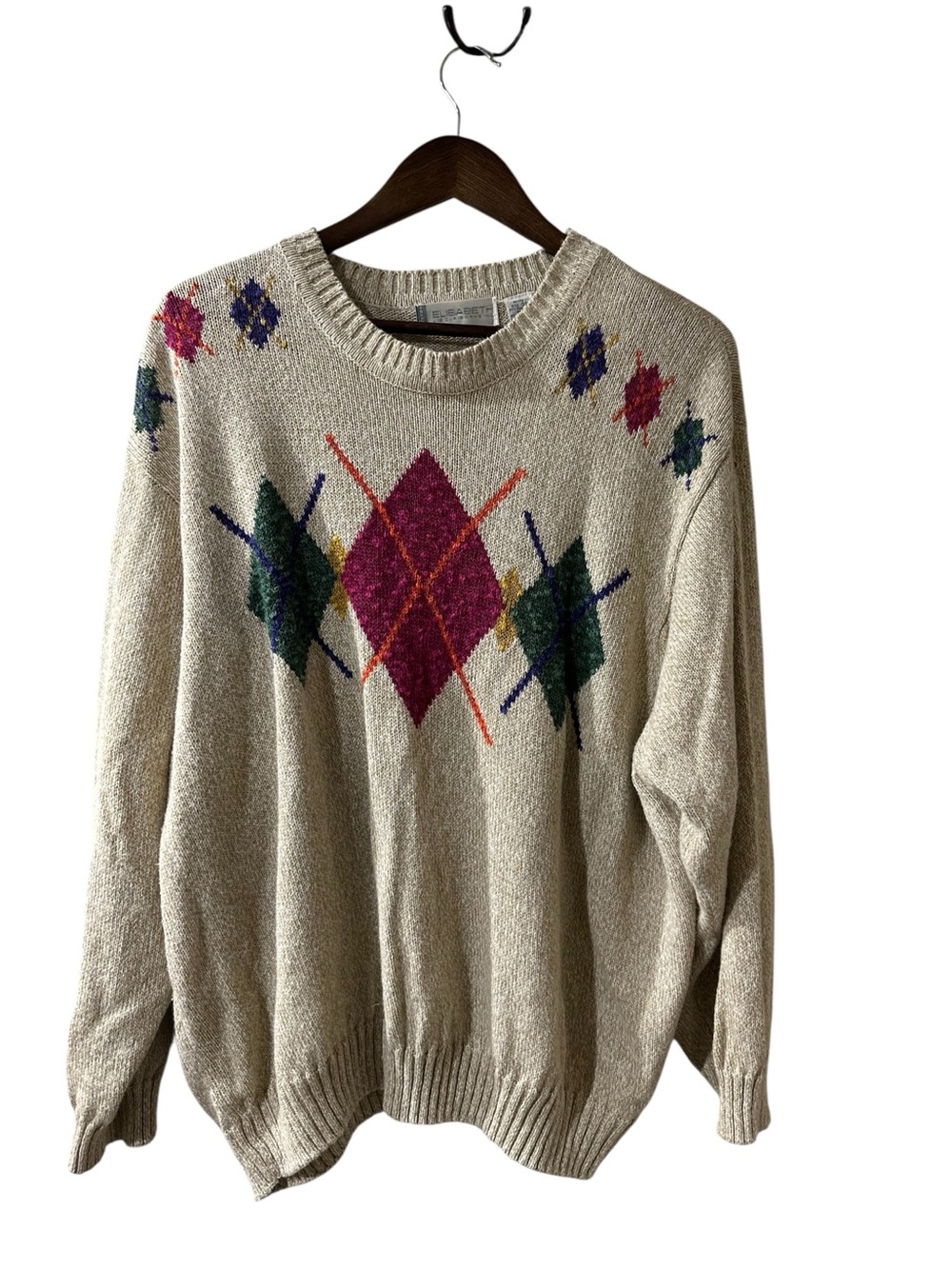 Vintage 90s Liz Claiborne Knit Crewneck Sweater Petite 3P Retro Preppy